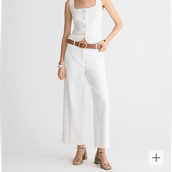 J.Crew Sydney Pant in Stretch Linen Blend, White, Size 6P - Picture 1 of 9